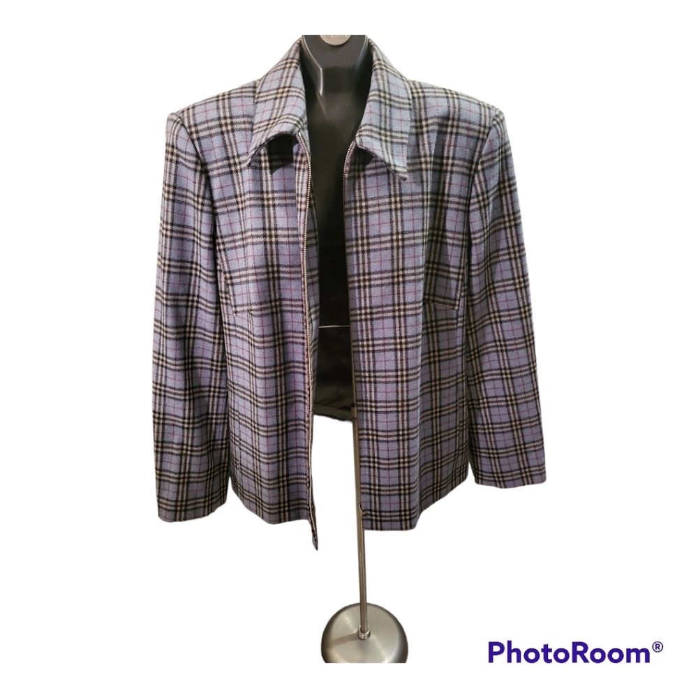 Jones powder blue plaid jacket
